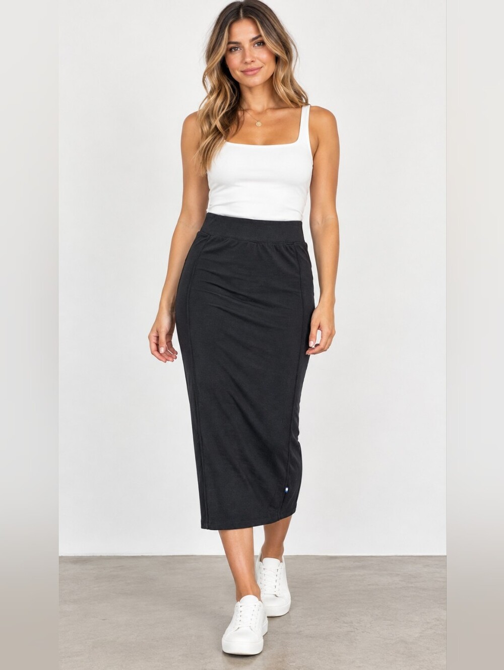 Kit and Ace Black Midi Pencil Skirt